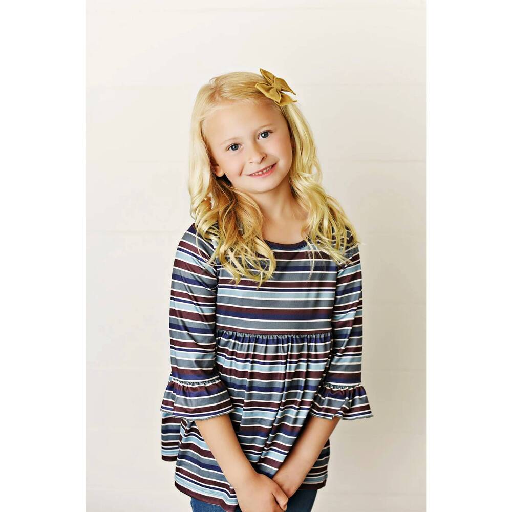 NEW ADORABLE SWEETNESS dark stripe top in blue multi